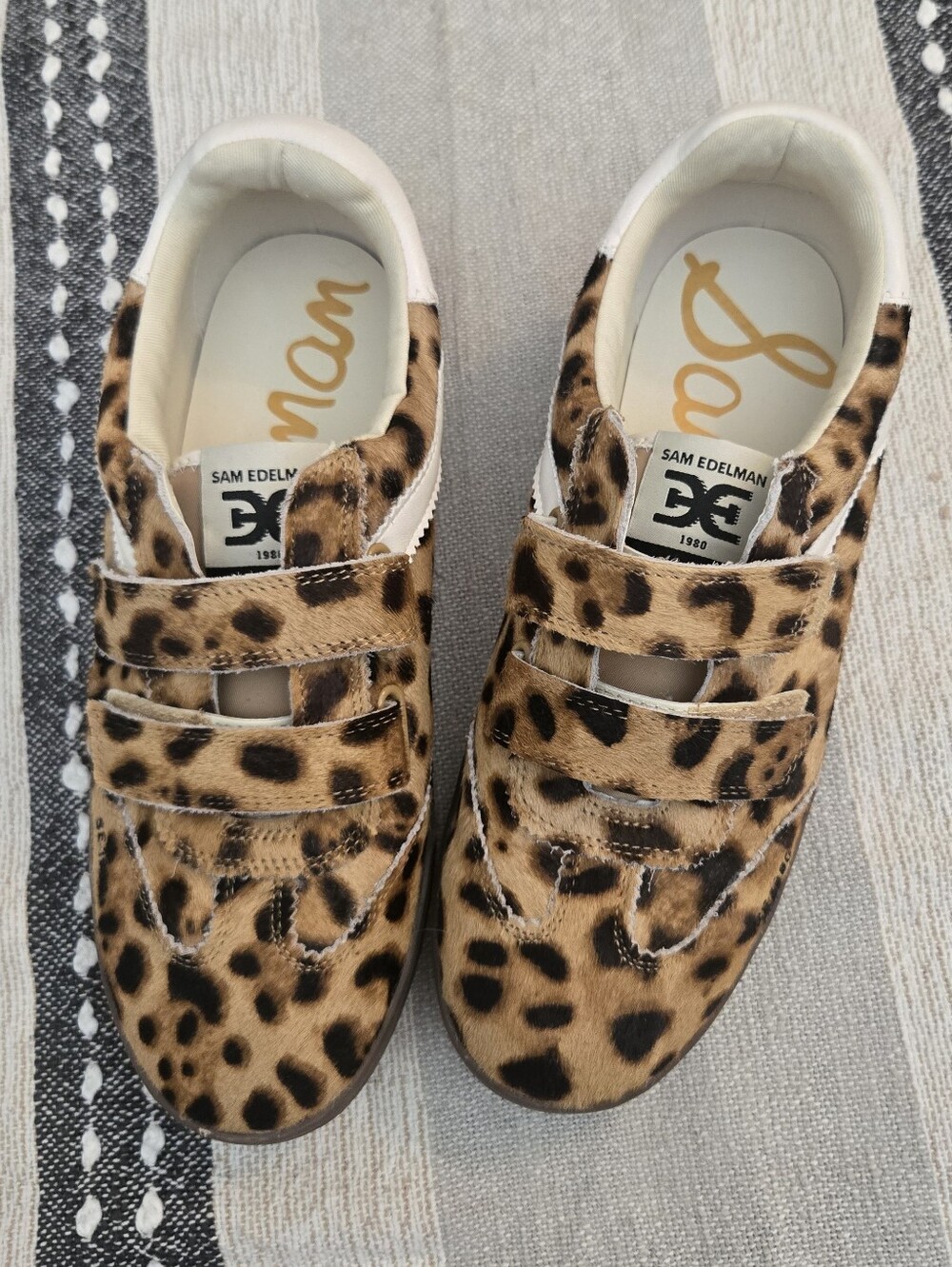 Sam Edelman Leopard Velcro Brown Rubber Sole Sneakers Size 9
